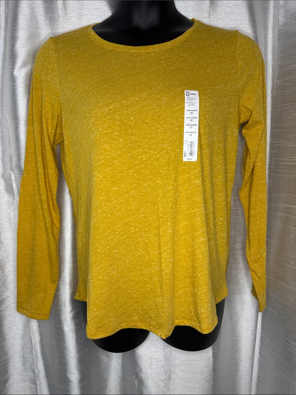 Sonoma The Everyday Tee Golden Beryl Loose Fit Round Neck Long Sleeve Women’s M